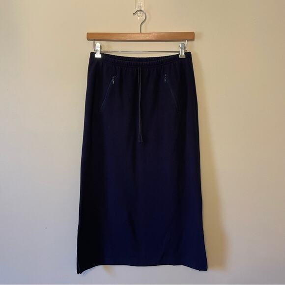 1990s Vintage Teddi L Royal blue solid maxi skirt classic trendy zipper grunge - Picture 1 of 7
